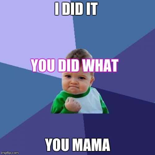 Success Kid | I DID IT; YOU DID WHAT; YOU MAMA | image tagged in memes,success kid | made w/ Imgflip meme maker