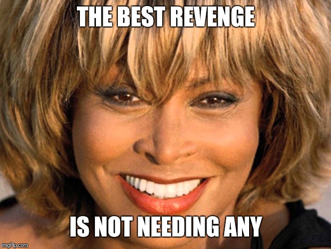 Tina Turner | THE BEST REVENGE IS NOT NEEDING ANY | image tagged in tina turner | made w/ Imgflip meme maker