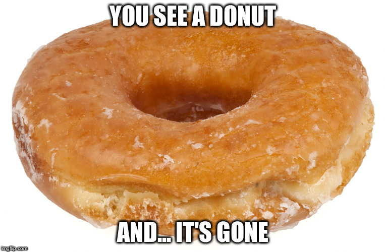 YOU SEE A DONUT; AND... IT'S GONE | image tagged in donut yeah,funny,donut,gone,meow,duck | made w/ Imgflip meme maker