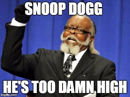 Too Damn High Meme | SNOOP DOGG; HE'S TOO DAMN HIGH | image tagged in memes,too damn high | made w/ Imgflip meme maker