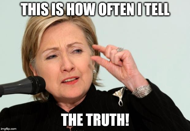Hillary Clinton Fingers | THIS IS HOW OFTEN I TELL; THE TRUTH! | image tagged in hillary clinton fingers | made w/ Imgflip meme maker