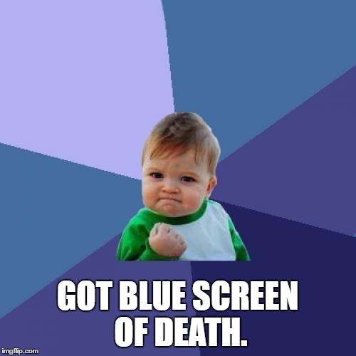 Success Kid Meme | GOT BLUE SCREEN OF DEATH. | image tagged in memes,success kid | made w/ Imgflip meme maker