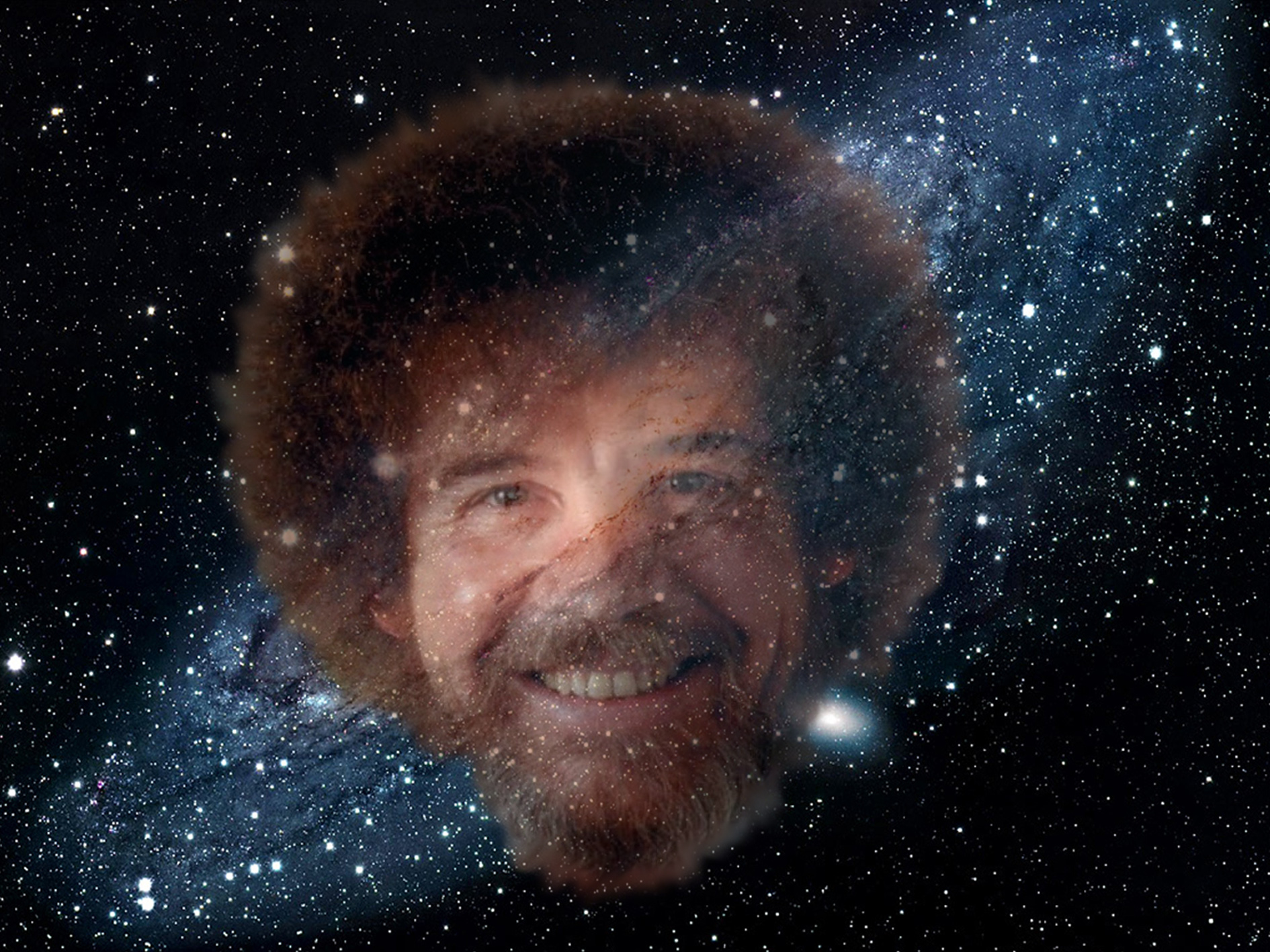 High Quality Bob Ross Universe Blank Meme Template