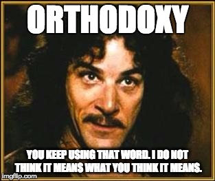 princess bride | ORTHODOXY; YOU KEEP USING THAT WORD. I DO NOT THINK IT MEANS WHAT YOU THINK IT MEANS. | image tagged in princess bride | made w/ Imgflip meme maker