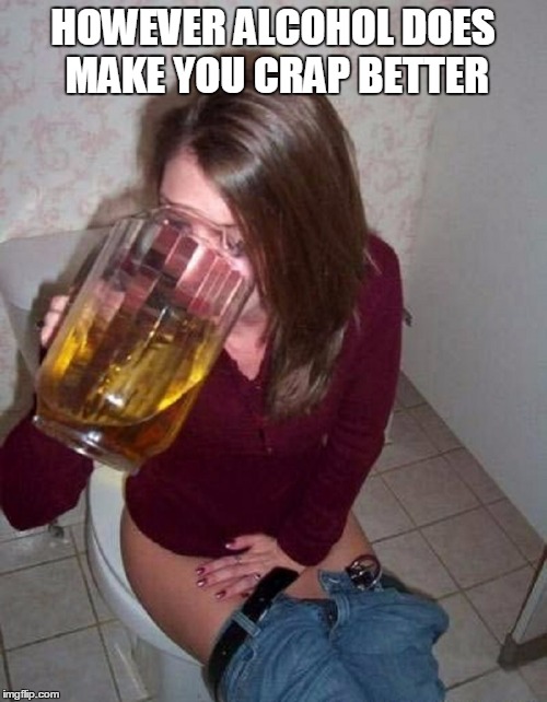 HOWEVER ALCOHOL DOES MAKE YOU CRAP BETTER | made w/ Imgflip meme maker