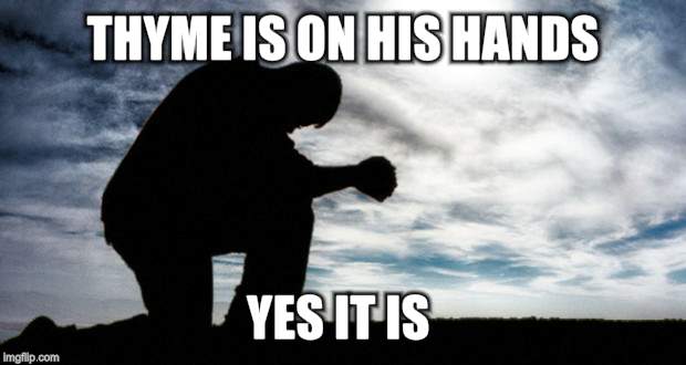 THYME IS ON HIS HANDS YES IT IS | made w/ Imgflip meme maker