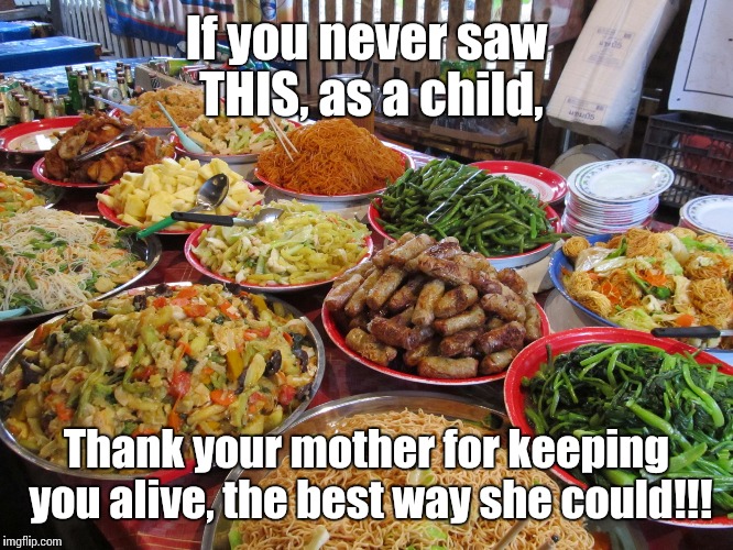 She was doing the best she could! | If you never saw THIS, as a child, Thank your mother for keeping you alive, the best way she could!!! | image tagged in food,you ungrateful bastard,mama's work | made w/ Imgflip meme maker