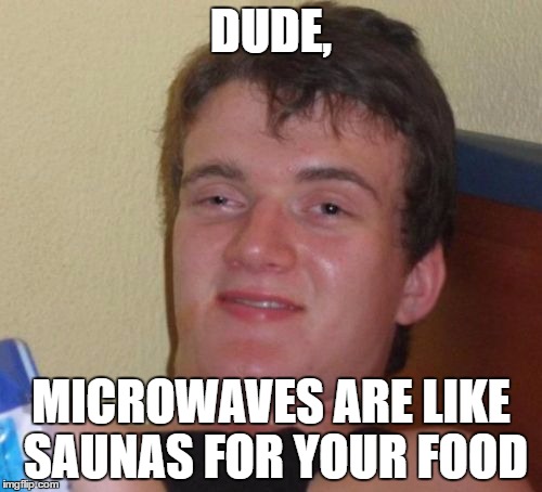 10 Guy Meme | DUDE, MICROWAVES ARE LIKE SAUNAS FOR YOUR FOOD | image tagged in memes,10 guy | made w/ Imgflip meme maker