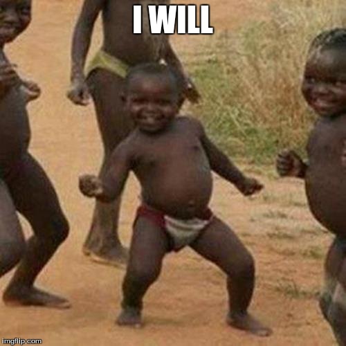 I WILL | image tagged in memes,third world success kid | made w/ Imgflip meme maker