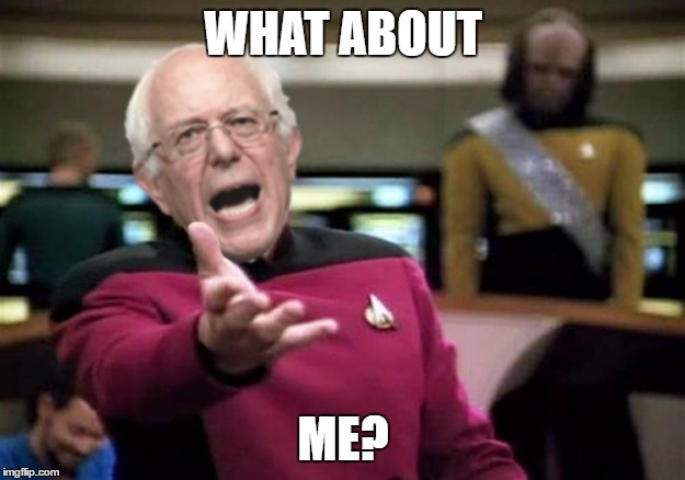 Bernie WTF | WHAT ABOUT ME? | image tagged in bernie wtf | made w/ Imgflip meme maker