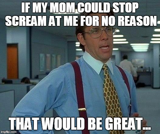 That Would Be Great Meme | IF MY MOM COULD STOP SCREAM AT ME FOR NO REASON; THAT WOULD BE GREAT... | image tagged in memes,that would be great | made w/ Imgflip meme maker