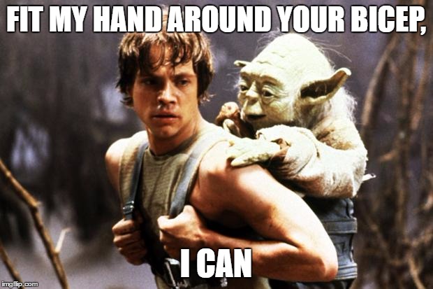 star wars | FIT MY HAND AROUND YOUR BICEP, I CAN | image tagged in star wars | made w/ Imgflip meme maker