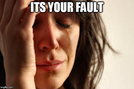 First World Problems Meme | ITS YOUR FAULT | image tagged in memes,first world problems | made w/ Imgflip meme maker