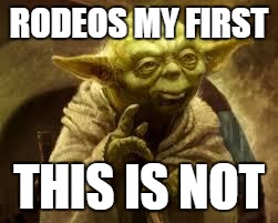 yoda | RODEOS MY FIRST; THIS IS NOT | image tagged in yoda | made w/ Imgflip meme maker