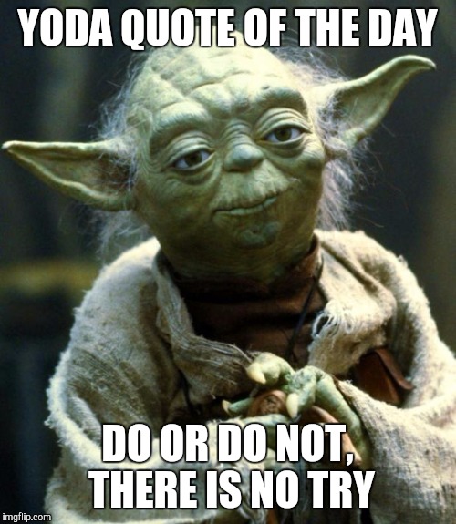 Star Wars Yoda | YODA QUOTE OF THE DAY; DO OR DO NOT, THERE IS NO TRY | image tagged in memes,star wars yoda | made w/ Imgflip meme maker