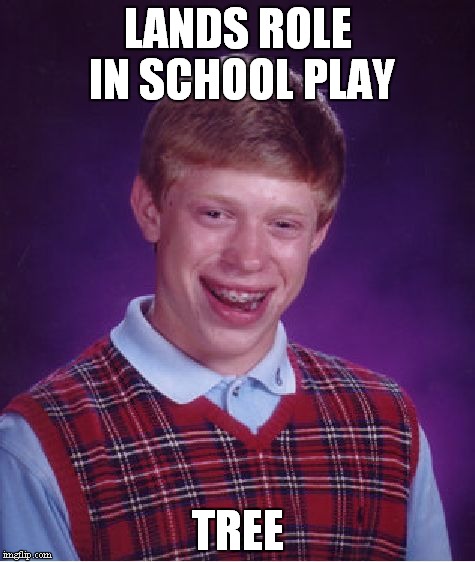 Bad Luck Brian Meme | LANDS ROLE IN SCHOOL PLAY; TREE | image tagged in memes,bad luck brian | made w/ Imgflip meme maker