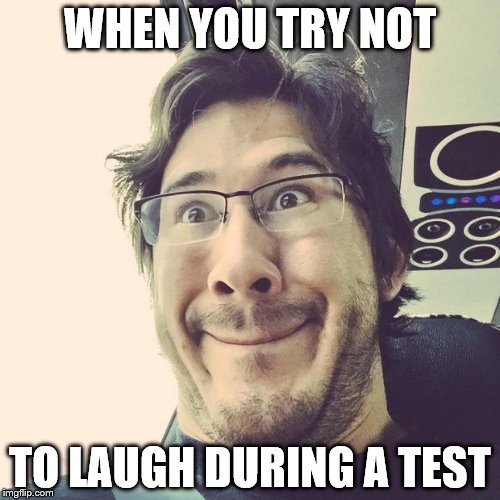 Markiplier Derp Face | WHEN YOU TRY NOT; TO LAUGH DURING A TEST | image tagged in markiplier derp face | made w/ Imgflip meme maker