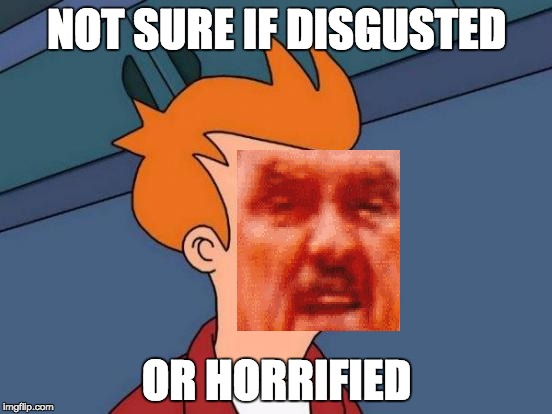 Futurama Fry Meme | NOT SURE IF DISGUSTED; OR HORRIFIED | image tagged in memes,futurama fry | made w/ Imgflip meme maker