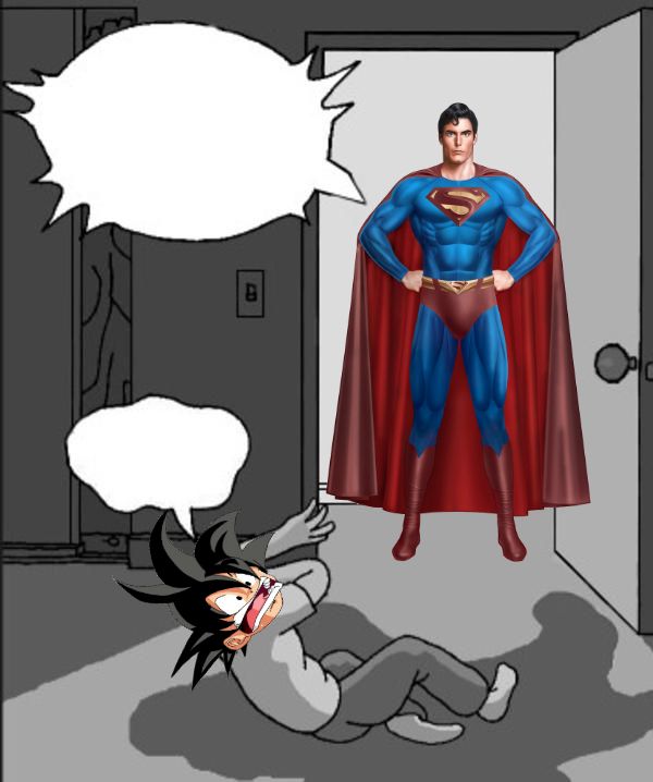 High Quality Superman Beating Goku Blank Meme Template