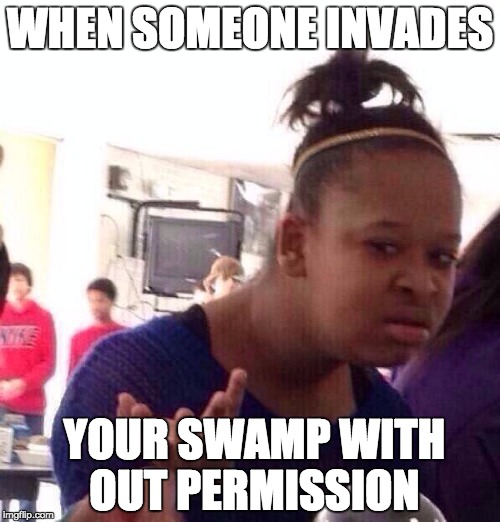 Black Girl Wat | WHEN SOMEONE INVADES; YOUR SWAMP WITH OUT PERMISSION | image tagged in memes,black girl wat | made w/ Imgflip meme maker