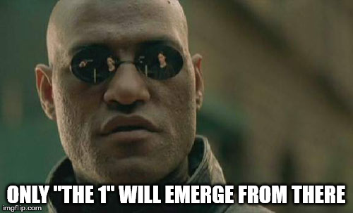 Matrix Morpheus Meme | ONLY "THE 1" WILL EMERGE FROM THERE | image tagged in memes,matrix morpheus | made w/ Imgflip meme maker