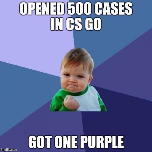 Success Kid Meme | OPENED 500 CASES IN CS GO; GOT ONE PURPLE | image tagged in memes,success kid | made w/ Imgflip meme maker
