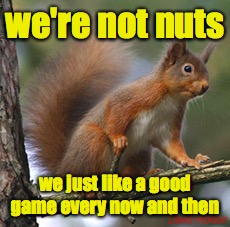 we're not nuts we just like a good game every now and then | made w/ Imgflip meme maker