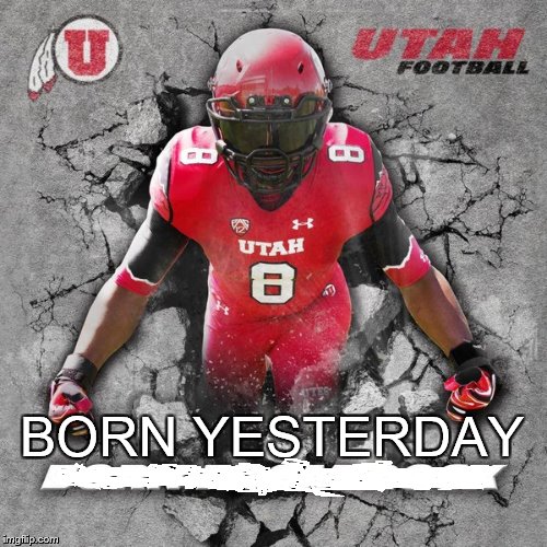 BORN YESTERDAY | image tagged in utes | made w/ Imgflip meme maker