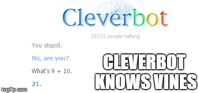 CLEVERBOT KNOWS VINES | image tagged in cleverbot,vine,21 | made w/ Imgflip meme maker