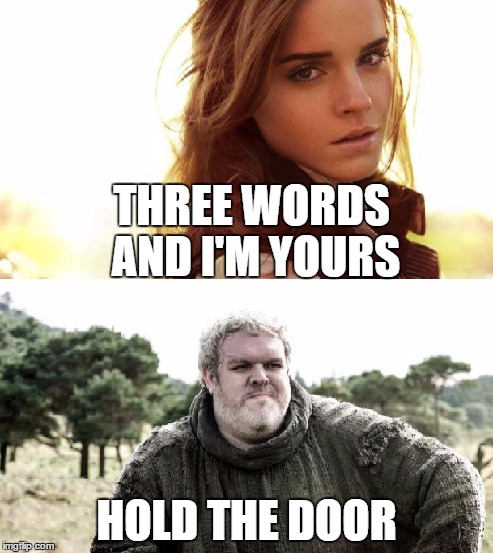 I might be a tad bit evil XD | THREE WORDS AND I'M YOURS; HOLD THE DOOR | image tagged in hodor | made w/ Imgflip meme maker