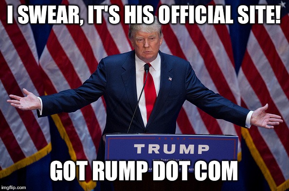 Donald Trump | I SWEAR, IT'S HIS OFFICIAL SITE! GOT RUMP DOT COM | image tagged in donald trump | made w/ Imgflip meme maker