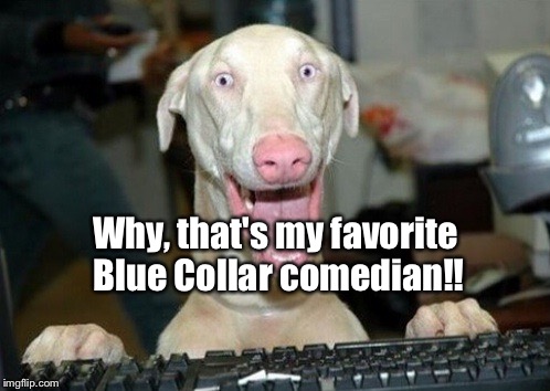 Computer Dog | Why, that's my favorite Blue Collar comedian!! | image tagged in computer dog | made w/ Imgflip meme maker