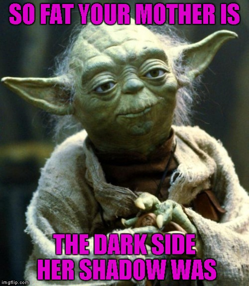 Star Wars Yoda Meme | SO FAT YOUR MOTHER IS THE DARK SIDE HER SHADOW WAS | image tagged in memes,star wars yoda | made w/ Imgflip meme maker