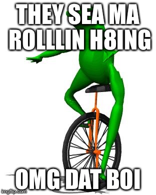 Dat Boi Meme | THEY SEA MA ROLLLIN H8ING; OMG DAT BOI | image tagged in dat boi | made w/ Imgflip meme maker