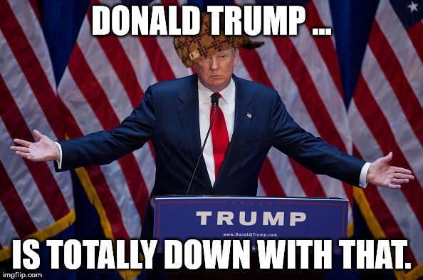 Donald Trump | DONALD TRUMP ... IS TOTALLY DOWN WITH THAT. | image tagged in donald trump,scumbag | made w/ Imgflip meme maker