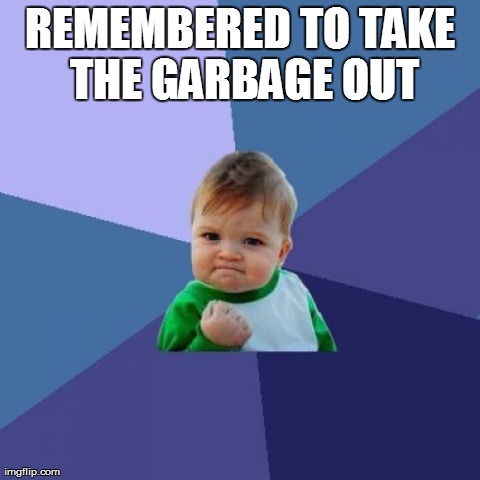 Success Kid Meme | REMEMBERED TO TAKE THE GARBAGE OUT | image tagged in memes,success kid | made w/ Imgflip meme maker