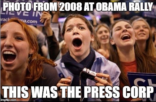 PHOTO FROM 2008 AT OBAMA RALLY THIS WAS THE PRESS CORP | made w/ Imgflip meme maker