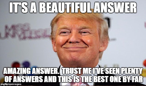 IT'S A BEAUTIFUL ANSWER AMAZING ANSWER.  TRUST ME I'VE SEEN PLENTY OF ANSWERS AND THIS IS THE BEST ONE BY FAR | made w/ Imgflip meme maker