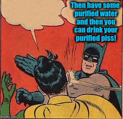 Batman Slapping Robin Meme | Then have some purified water and then you can drink your purified piss! | image tagged in memes,batman slapping robin | made w/ Imgflip meme maker