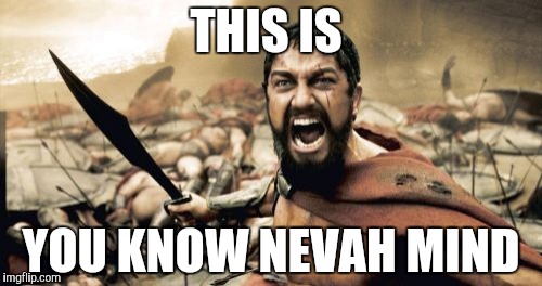 Sparta Leonidas | THIS IS; YOU KNOW NEVAH MIND | image tagged in memes,sparta leonidas | made w/ Imgflip meme maker