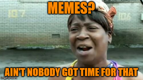 Ain't Nobody Got Time For That Meme | MEMES? AIN'T NOBODY GOT TIME FOR THAT | image tagged in memes,aint nobody got time for that | made w/ Imgflip meme maker