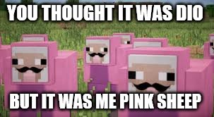 pink sheep | YOU THOUGHT IT WAS DIO; BUT IT WAS ME PINK SHEEP | image tagged in pink sheep | made w/ Imgflip meme maker