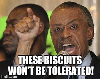 all not-so-sharp-ton | THESE BISCUITS WON'T BE TOLERATED! | image tagged in all not-so-sharp-ton | made w/ Imgflip meme maker