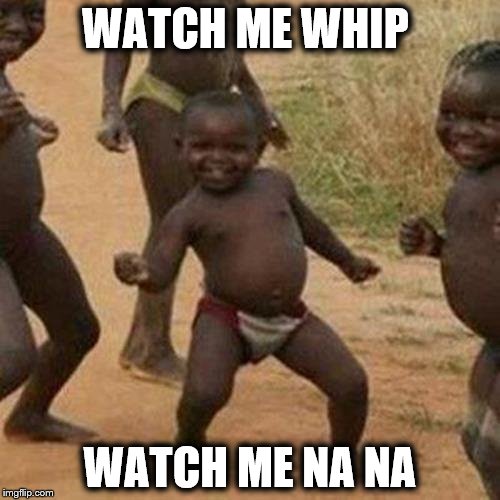 Third World Success Kid Meme | WATCH ME WHIP; WATCH ME NA NA | image tagged in memes,third world success kid | made w/ Imgflip meme maker
