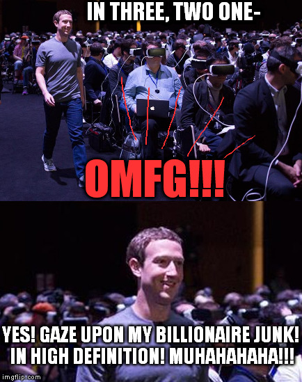 Suckers! | IN THREE, TWO ONE-; OMFG!!! YES! GAZE UPON MY BILLIONAIRE JUNK! IN HIGH DEFINITION! MUHAHAHAHA!!! | image tagged in memes,suckersberg,flashing,hdd | made w/ Imgflip meme maker