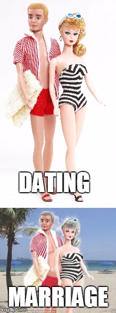 Ken and Barbie then and now | DATING; MARRIAGE | image tagged in barbie,marriage | made w/ Imgflip meme maker
