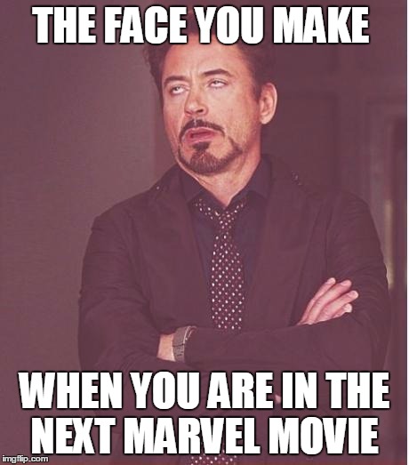 Face You Make Robert Downey Jr | THE FACE YOU MAKE; WHEN YOU ARE IN THE NEXT MARVEL MOVIE | image tagged in memes,face you make robert downey jr | made w/ Imgflip meme maker