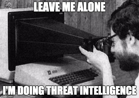 LEAVE ME ALONE; I'M DOING THREAT INTELLIGENCE | image tagged in screenshot | made w/ Imgflip meme maker