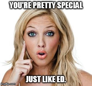 Dumb blonde | YOU'RE PRETTY SPECIAL; JUST LIKE ED. | image tagged in dumb blonde,special,ed | made w/ Imgflip meme maker