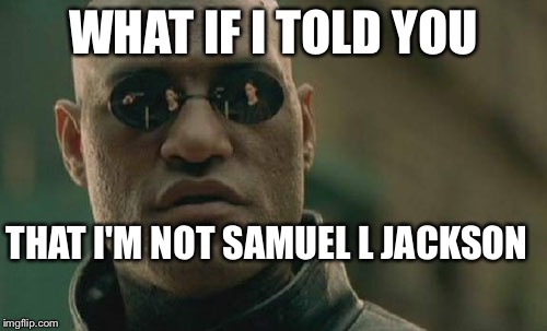 Matrix Morpheus Meme | WHAT IF I TOLD YOU; THAT I'M NOT SAMUEL L JACKSON | image tagged in memes,matrix morpheus | made w/ Imgflip meme maker